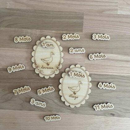 Compteur bébé en bois interchangeable de 1 mois à 3 ans personnalisé