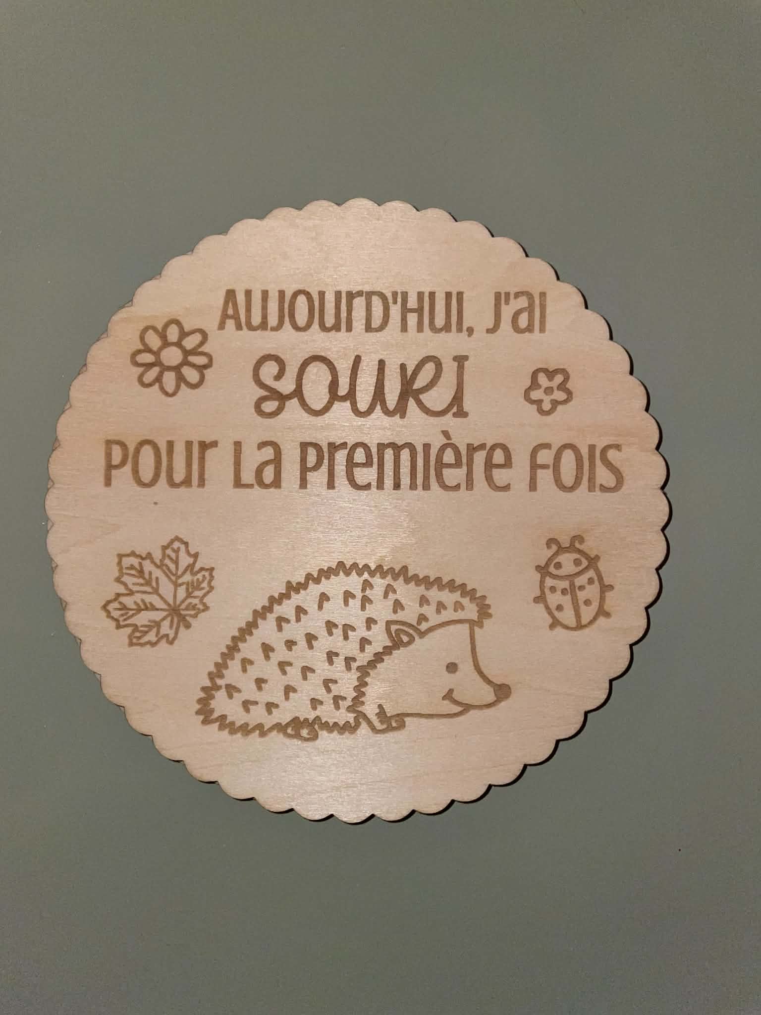 633c123d a163 47bc a208 7f1e3f08540a Ensemble de cartes étapes bébé en bois gravées au laser, comprenant les 12 mois de bébé, une carte Hello World et 6 cartes souvenirs pour les premières grandes étapes de sa vie.